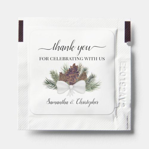Rustic Pinecones  Branches Wedding Thank You Hand Sanitizer Packet