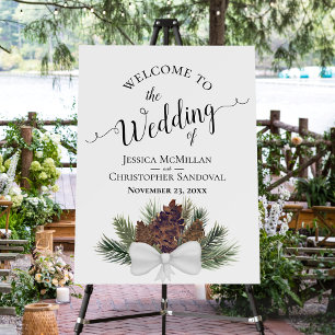 Rustic Pinecones Elegant Wedding Welcome Foam Board