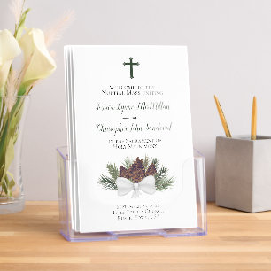 Rustic Pinecones Modern Catholic Wedding Program Brochure