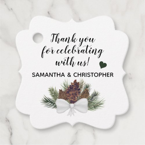 Rustic Pinecones  Pine Branches Wedding Thank You Favor Tags