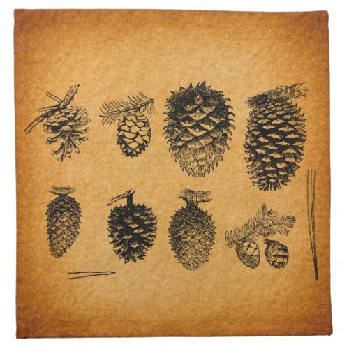 Rustic Pinecones Pine Cone Artwork Antique Design Cloth Napkin