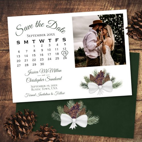 Rustic Pinecones Wedding Calendar  Photo Save The Date
