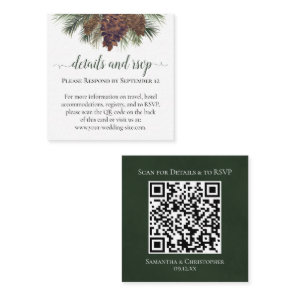 Rustic Pinecones Wedding Details & RSVP QR Code Enclosure Card
