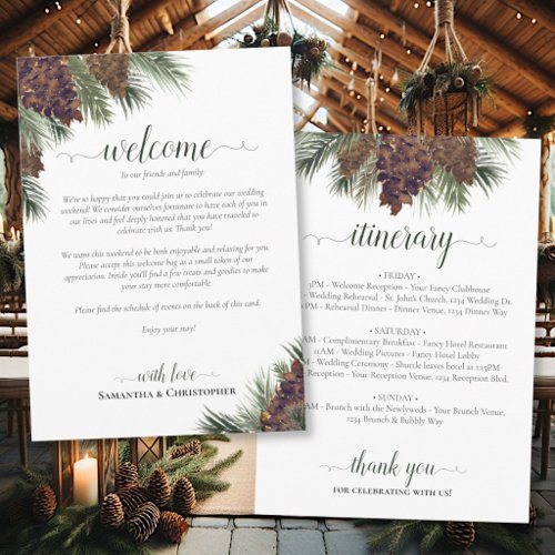 Rustic Pinecones Wedding Welcome & Itinerary Program