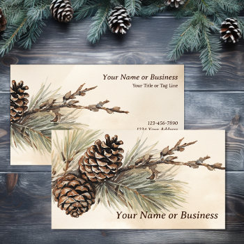 Rustic Pinecones | Woodland Pine Cone Business Card by JustYourBusiness at Zazzle