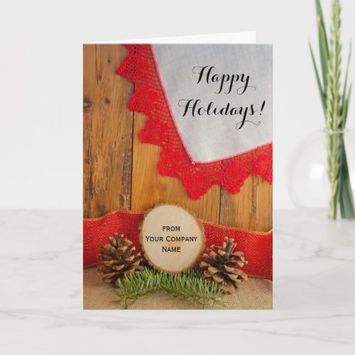 Rustic Pines Barn Wood Business Country Christmas Holiday Card