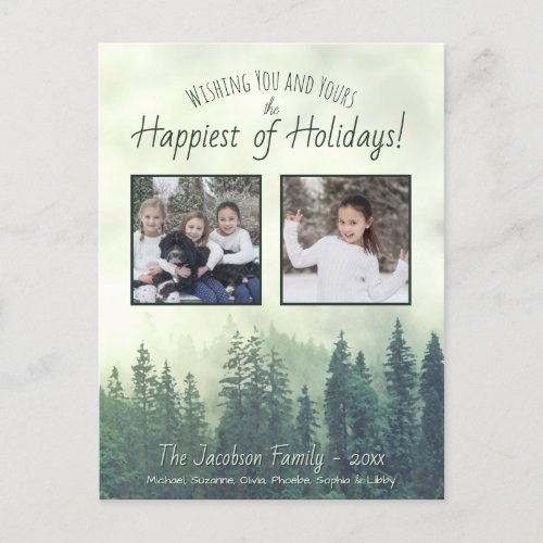 Rustic Pines Happiest of Holidays 2 Photo Holiday Postcard