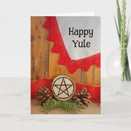 Rustic Pines Happy Yule Holiday Card