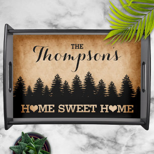 Rustic Pines Home Sweet Home Gold Serving Tray