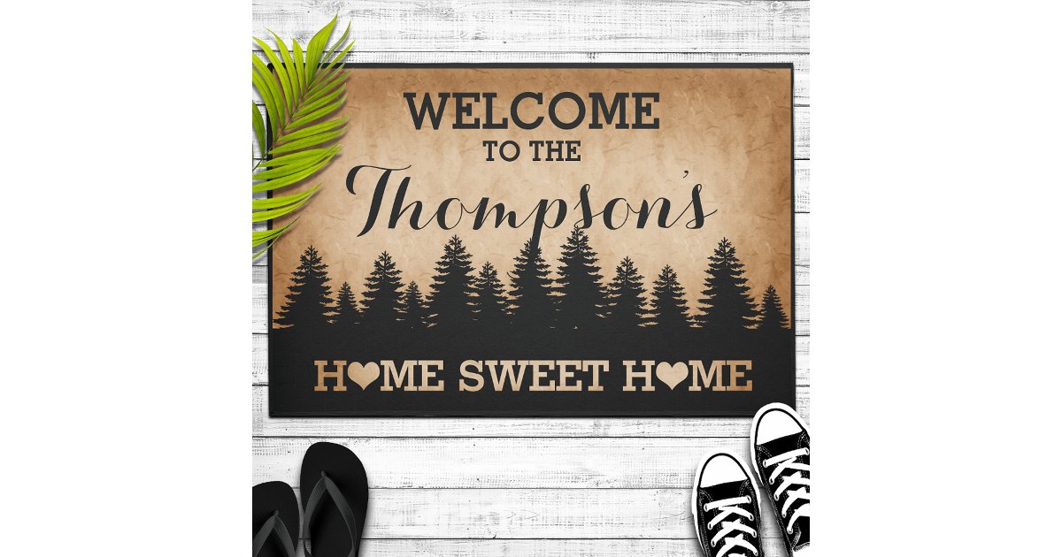 Rustic Pines Personalized (brown) Welcome Doormat | Zazzle