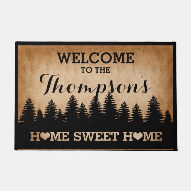 Rustic Pines Personalized (brown) Welcome Doormat