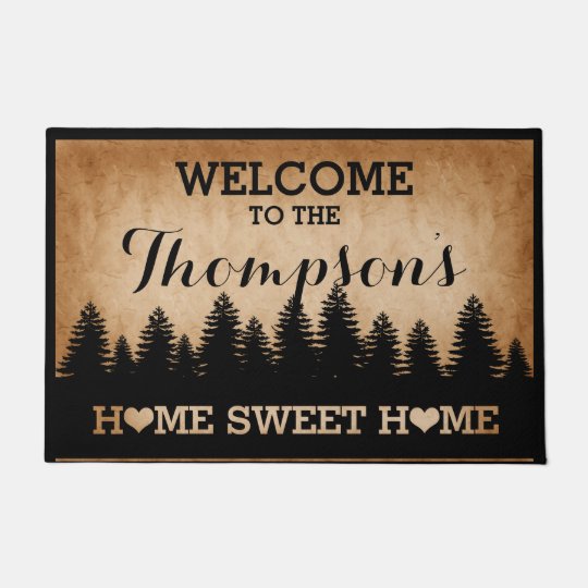 Rustic Pines Personalized (brown) Welcome Doormat | Zazzle.com