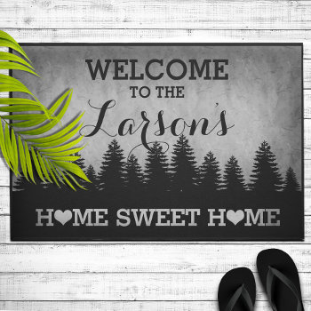 Rustic Pines Personalized (gray) Welcome Doormat by reflections06 at Zazzle