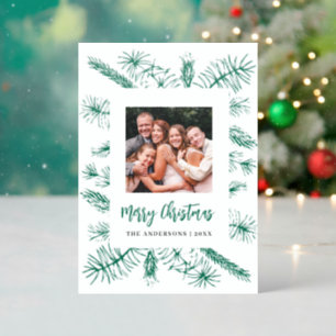Rustic Pines Photo Frame Elegant Christmas Holiday Letterpress Photo Cards