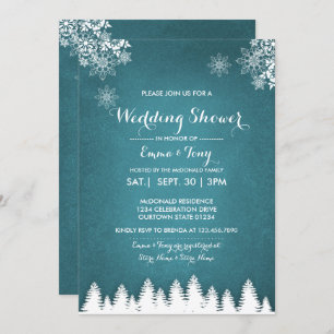 Rustic Pines Winter Wedding Shower Invitation