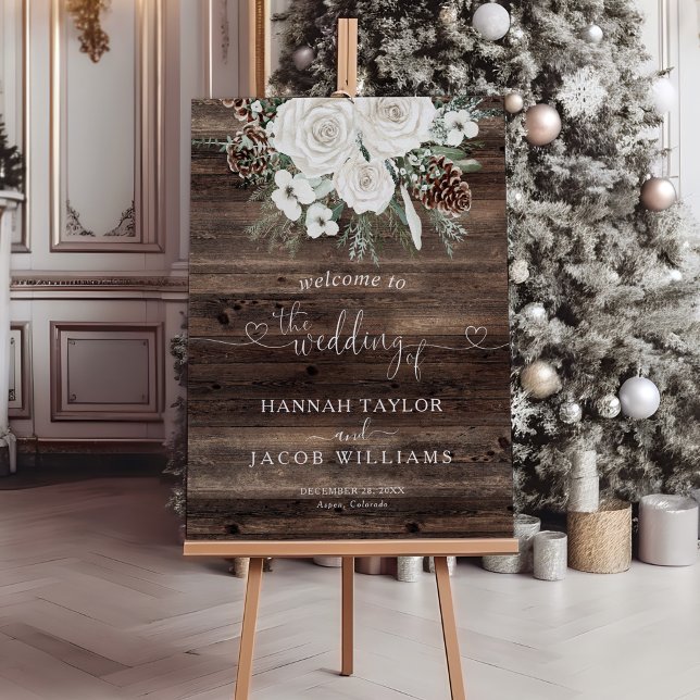 Rustic Pines Winter Wedding Welcome Sign (Creator Uploaded)