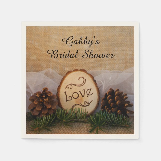 Rustic Pines Woodland Bridal Shower Paper Napkins (Front)