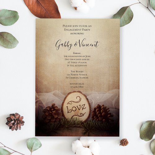 Rustic Pines Woodland Engagement Party Invitation