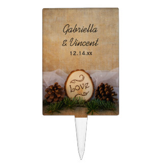 Rustic Pines Woodland Wedding Cake Topper