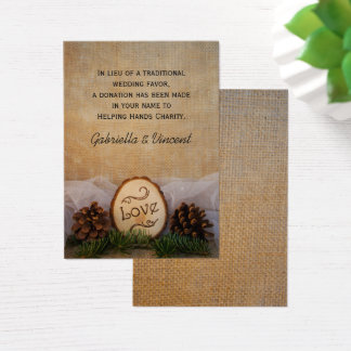 Rustic Pines Woodland Wedding Charity Favor