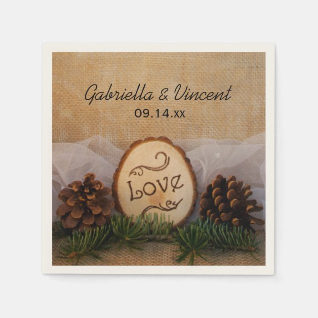 Rustic Pines Woodland Wedding Napkins (Front)