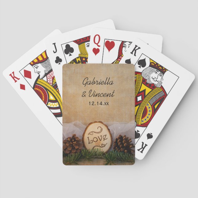 Rustic Pines Woodland Wedding Poker Cards (Back)