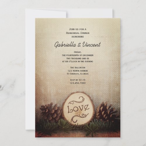 Rustic Pines Woodland Wedding Rehearsal Dinner Invitation