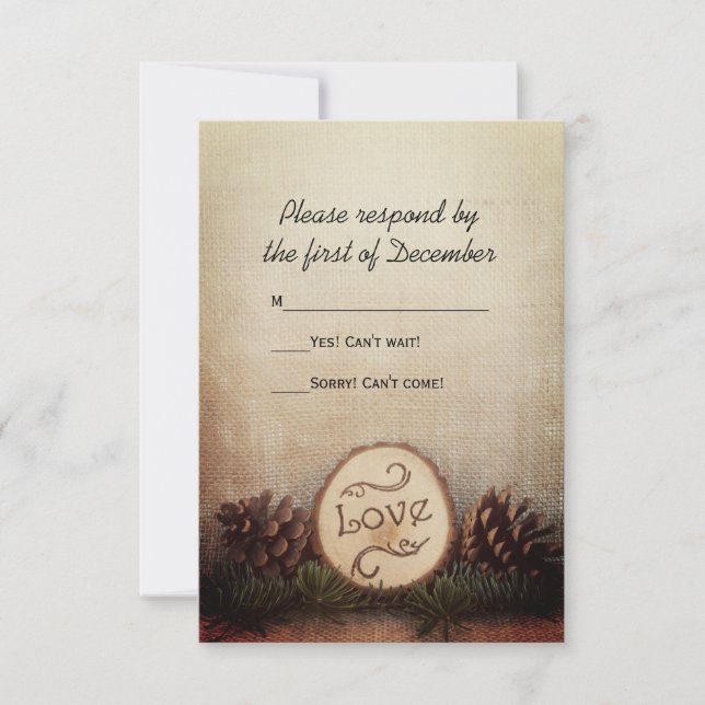 Rustic Pines Woodland Wedding RSVP Response (Front)