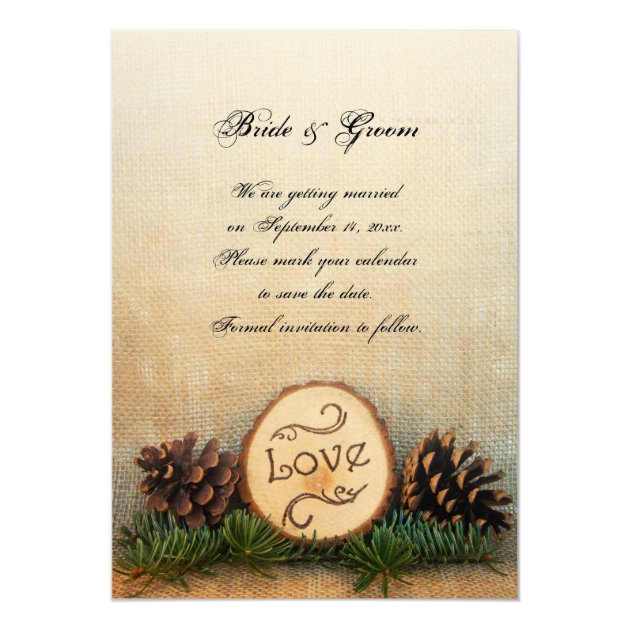 Rustic Pines Woodland Wedding Save The Date Card