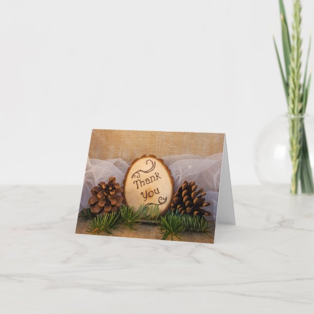 Rustic Pines Woodland Wedding Thank You Card (Front)