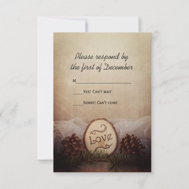 Rustic Pines Woods Wedding RSVP Response (Front)