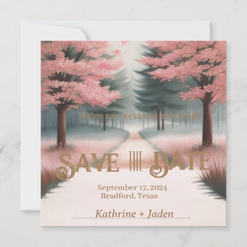 Rustic Pink and Green Save The Date