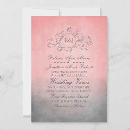 Rustic Pink and Grey Bohemian Wedding Invitation