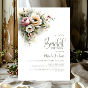 Rustic Pink and Orange Floral Bridal Shower Invitation