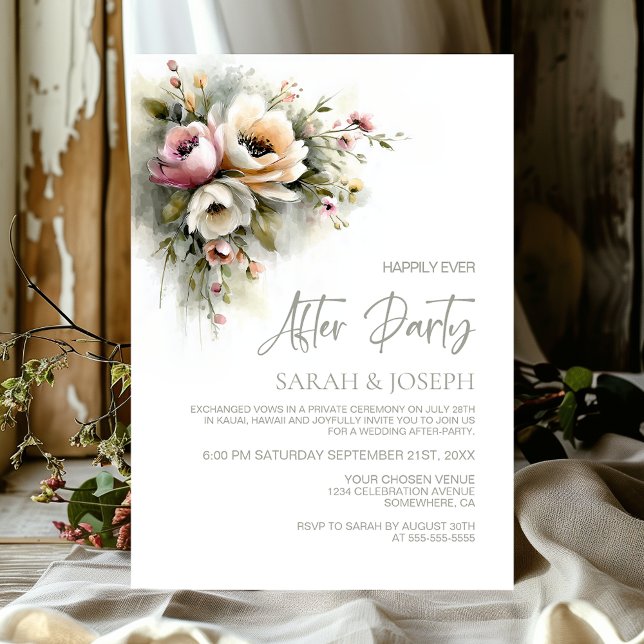 Rustic Pink and Orange Floral Wedding After Party Invitation (Creator Uploaded)
