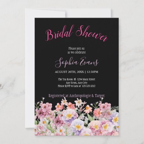 Rustic Pink and Purple Wildflower Bridal Shower In Invitation