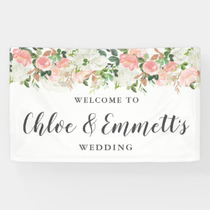 Rustic Pink and White Floral Wedding Banner