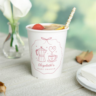 Rustic Pink Baby Is Brewing Coffee Paper Cups