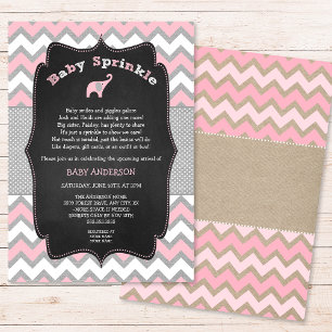 Rustic Pink Baby Sprinkle Invite, girl baby shower Invitation