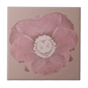 Rustic Pink Bloom Art Ceramic Tile