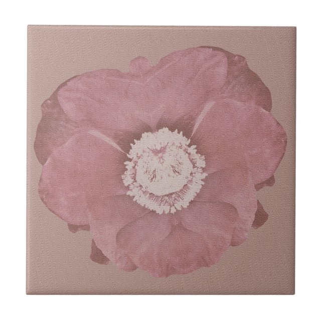 Rustic Pink Bloom Art Ceramic Tile (Front)