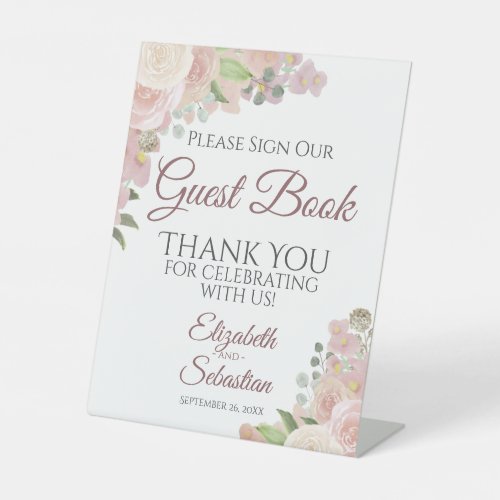 Rustic Pink Boho Floral Please Sign Our Guest Book
