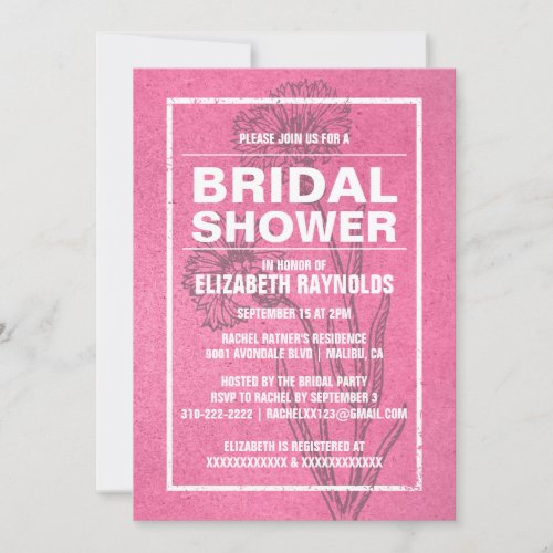 Rustic Pink Bridal Shower Invitations