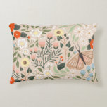 Rustic Pink Brown Boho-chic Floral Butterfly Art Accent Pillow at Zazzle
