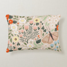 Rustic Pink Brown Boho-chic Floral Butterfly Art Accent Pillow at Zazzle