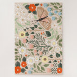 Rustic Pink Brown Boho-chic Floral Illustration Jigsaw Puzzle at Zazzle