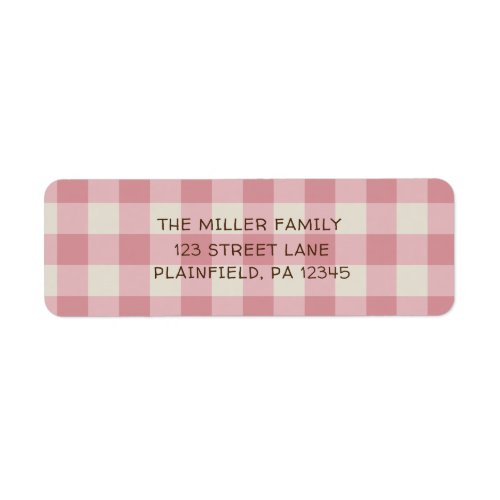 Rustic Pink Buffalo Plaid Return Address Label