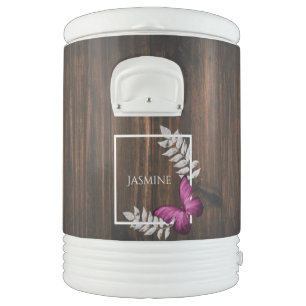 Rustic Pink Butterfly Beverage Cooler