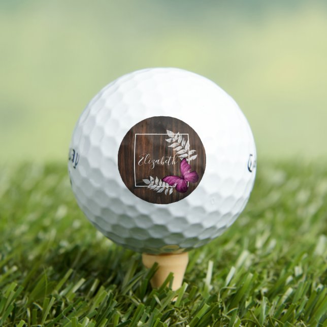 Rustic Pink Butterfly Golf Balls (Insitu Tee)