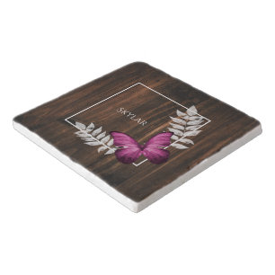 Rustic Pink Butterfly Trivet
